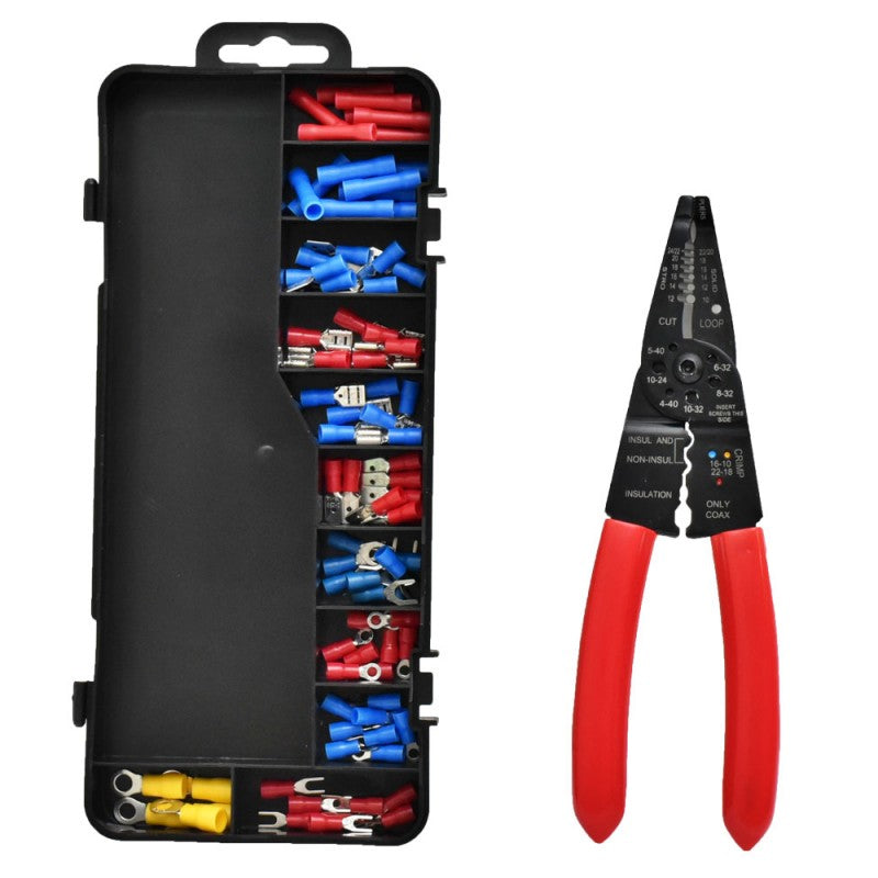 Multifunction Crimping and Stripping Plier Set, with 85 Pcs Electrical Terminals