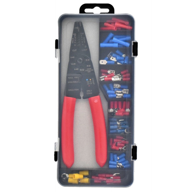 Multifunction Crimping and Stripping Plier Set, with 85 Pcs Electrical Terminals