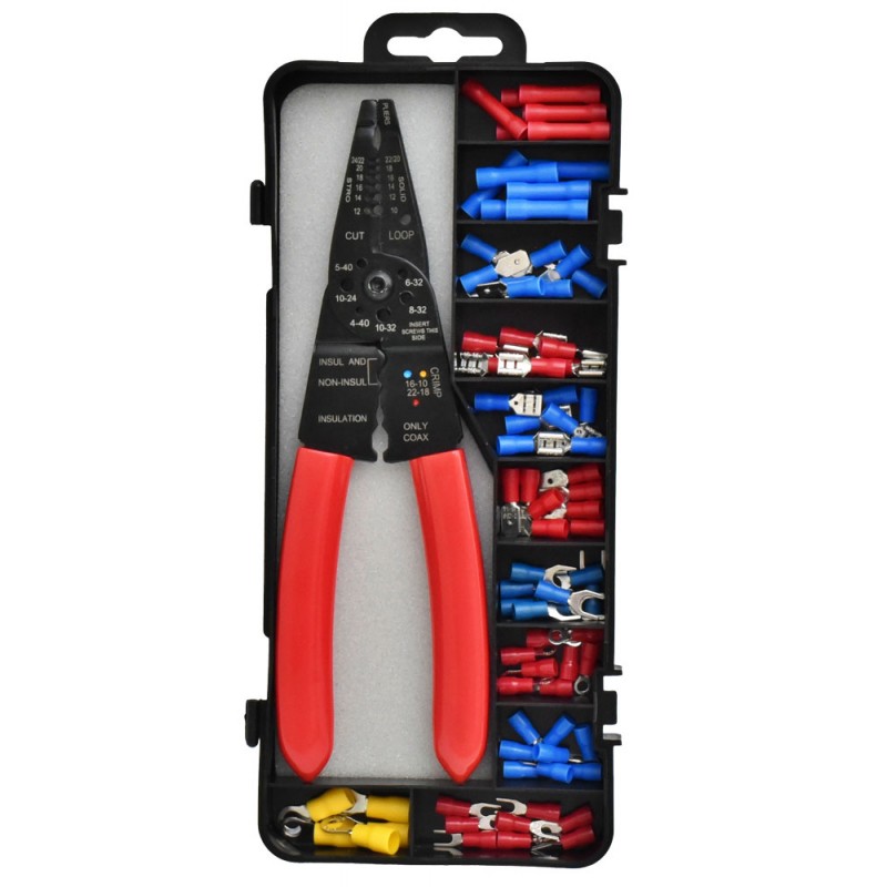 Multifunction Crimping and Stripping Plier Set, with 85 Pcs Electrical Terminals