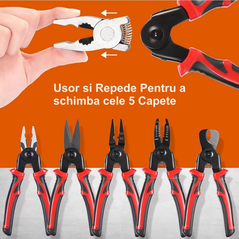 5-in-1 Multifunctional Set - Stripping, Crimping, Pliers, Punching, Shears / SJP-8029