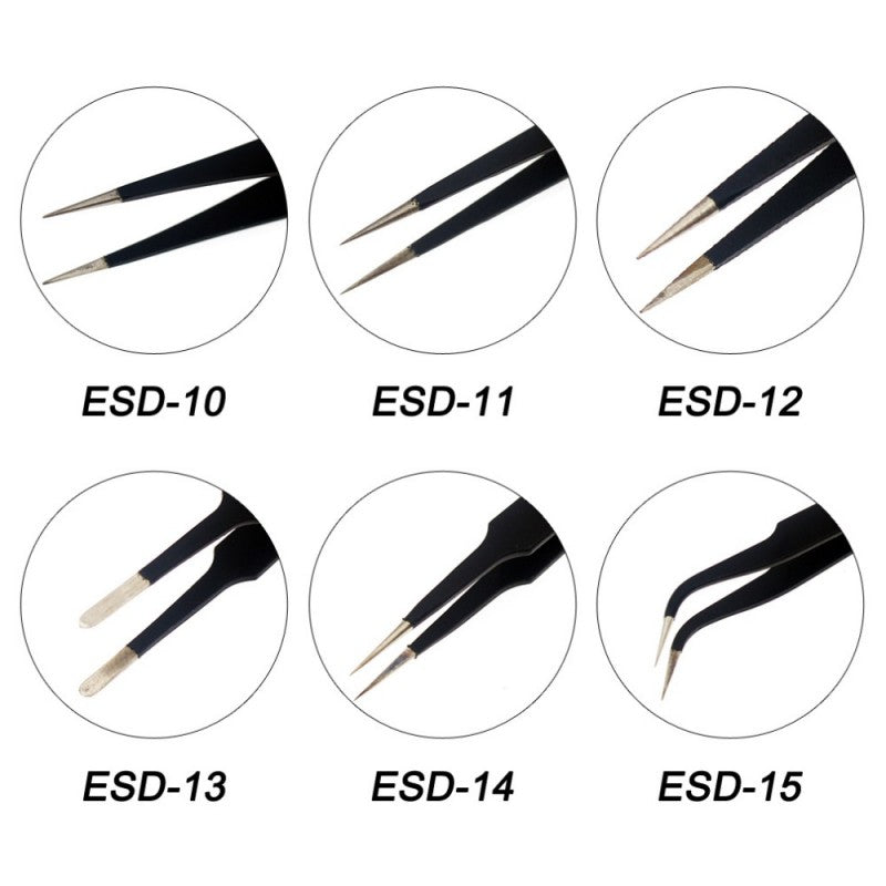 Anti-static ESD Fine Tweezer Set 6pcs