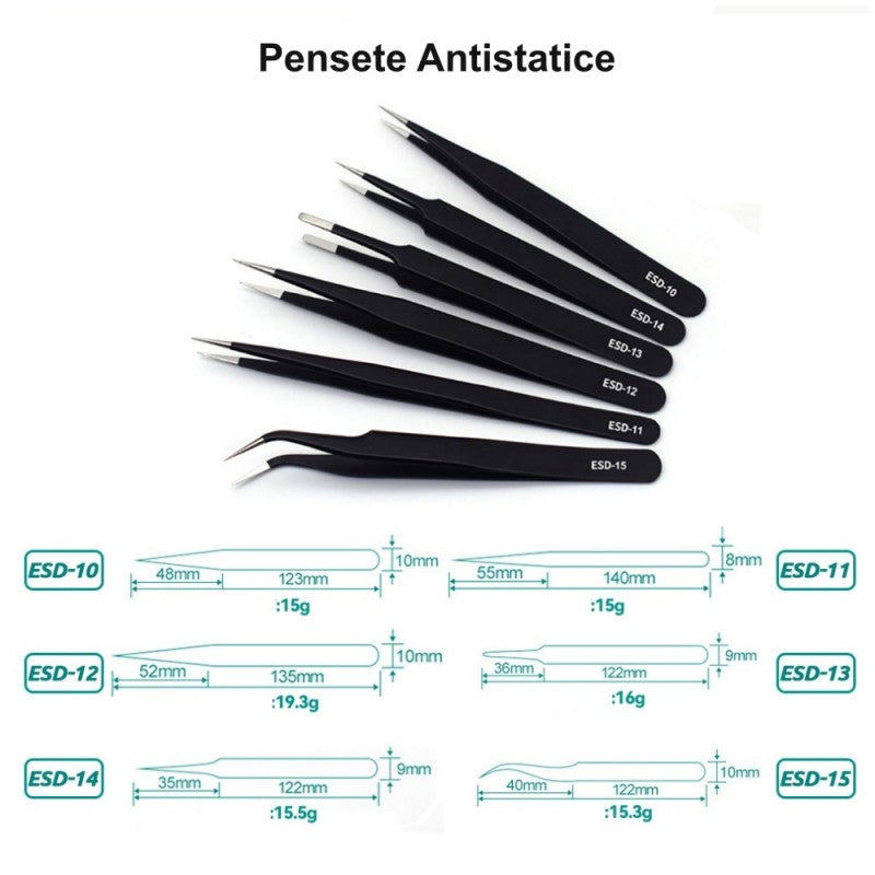 Anti-static ESD Fine Tweezer Set 6pcs