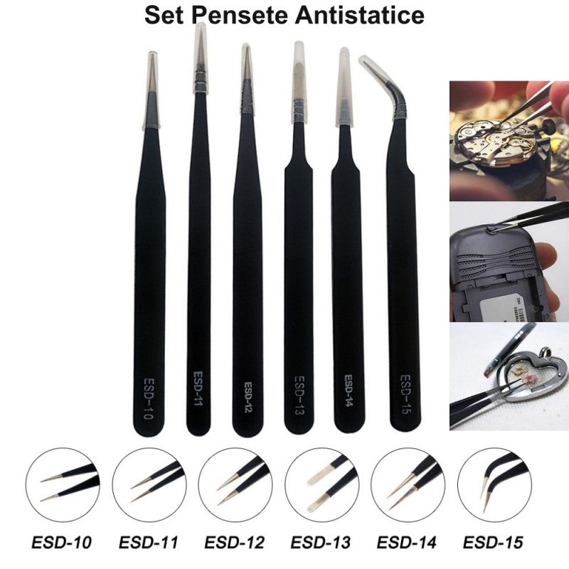 Anti-static ESD Fine Tweezer Set 6pcs