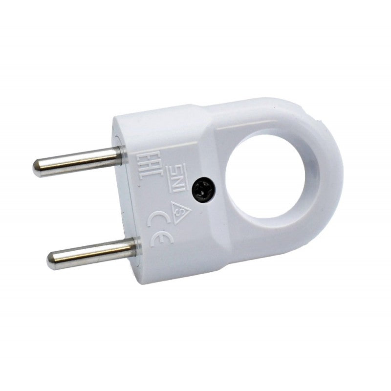 Flat White Plug with Ring 10A