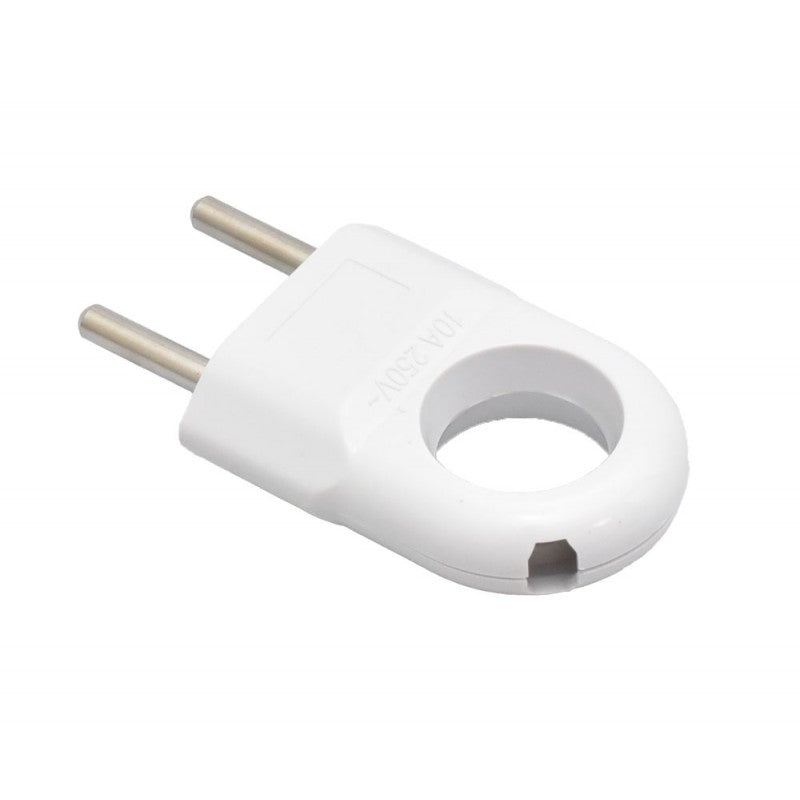 Flat White Plug with Ring 10A