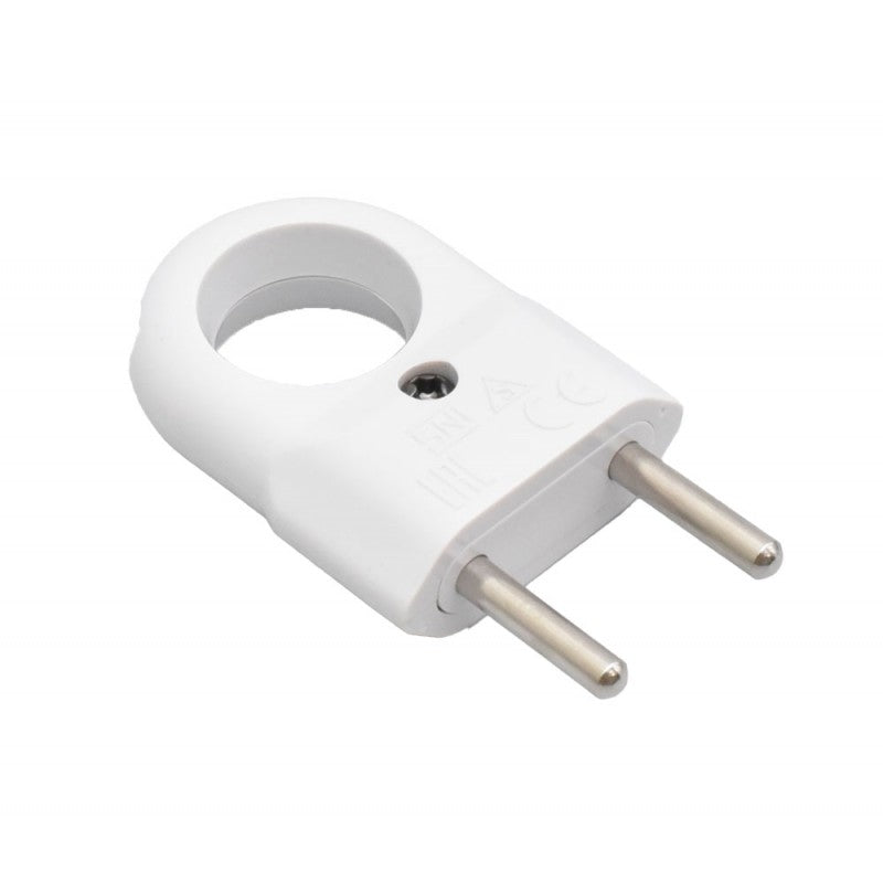 Flat White Plug with Ring 10A
