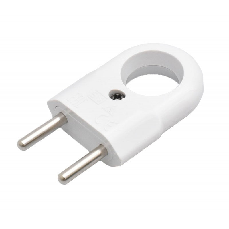 Flat White Plug with Ring 10A