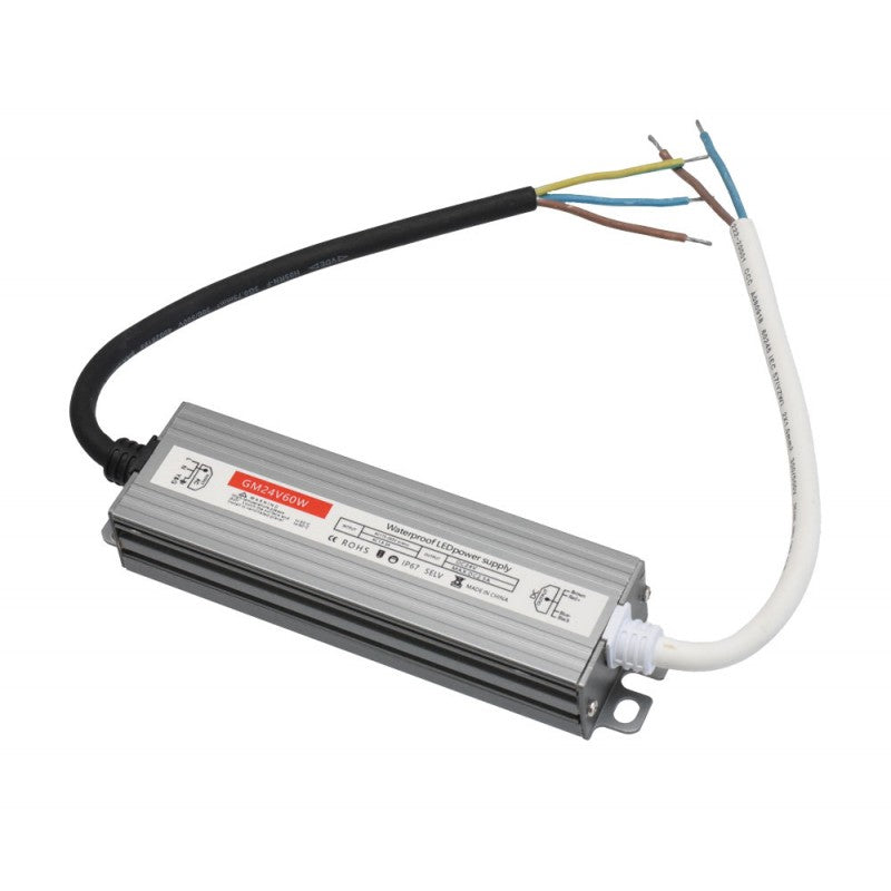 Slim Power Supply, 24V-60W, Metal Casing, IP67, 2.5A