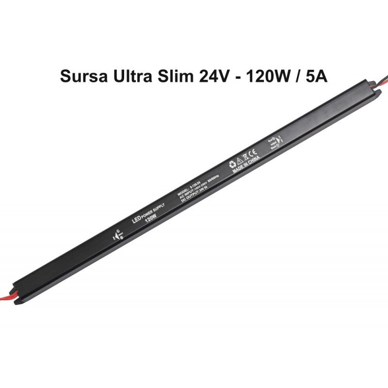 Power Supply, Ultra Slim Black, 24V, 120W, 5A, Indoor, IP20