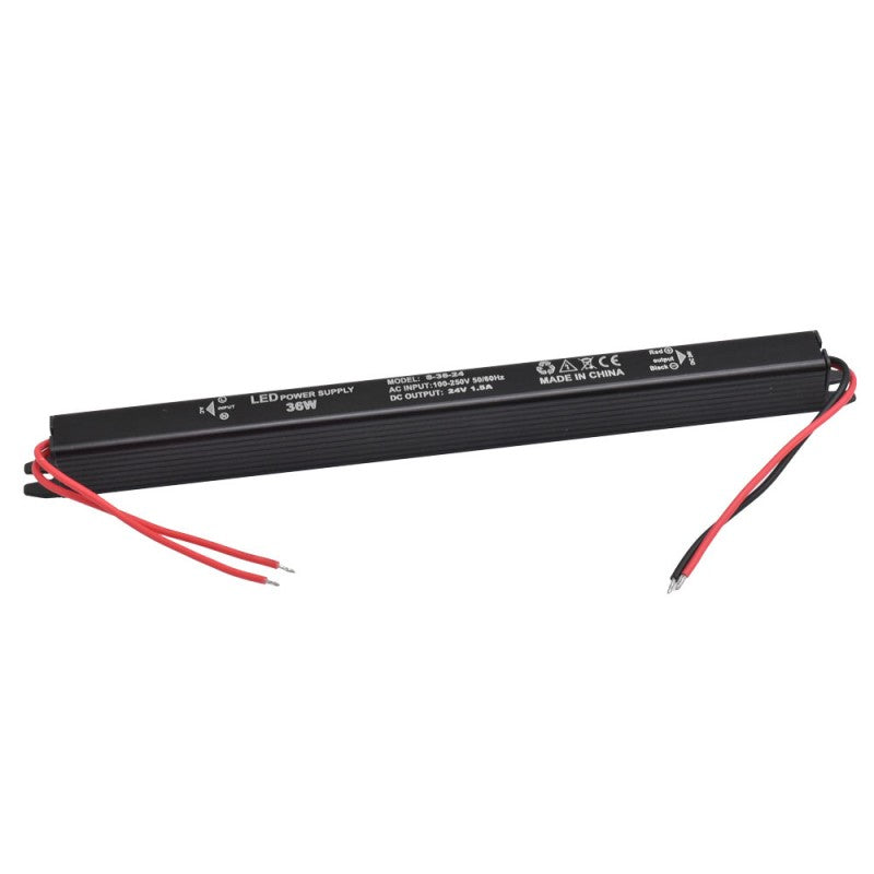 Power Supply, Ultra Slim Black, 24V, 36W, 1.5A, Indoor, IP20
