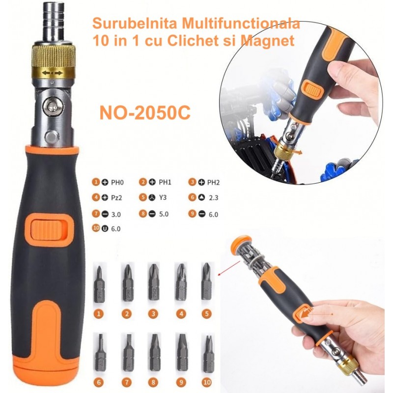 10-in-1 Multifunction Ratchet Screwdriver, 2050A