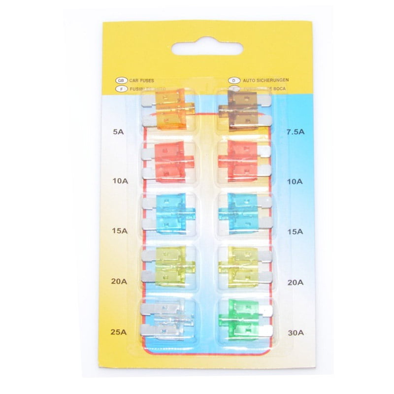 Set of 10 Car Fuses with LED Indicator Blown Fuse