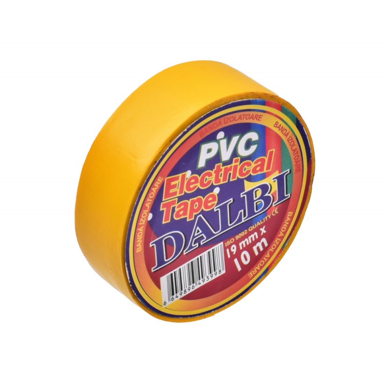 Set of 10x Flame Retardant Electrical Tape, PVC, 19mm Width, 10m Length per Roll, Yellow