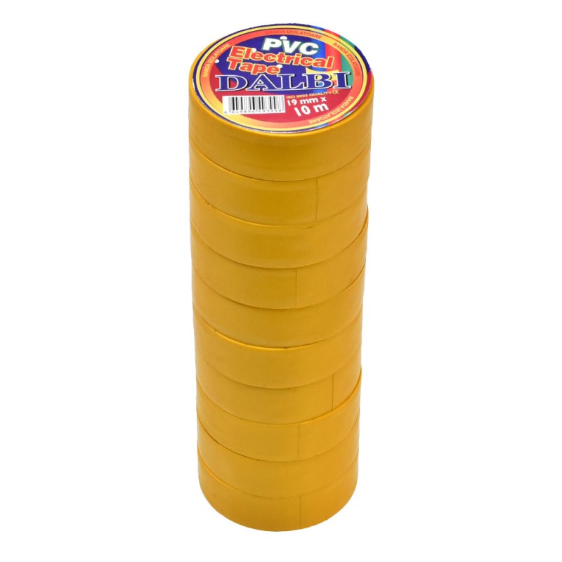 Set of 10x Flame Retardant Electrical Tape, PVC, 19mm Width, 10m Length per Roll, Yellow