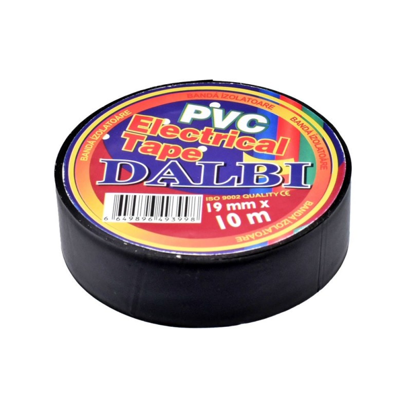 Set of 10x Flame-Retardant Electrical Tape, PVC, 19mm Width, 10m Length per Roll, Black