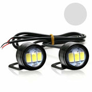 Set of 2x Car/Motorcycle LED Lights with Metal Bracket and Wire, 23mm Diameter, 9W, White