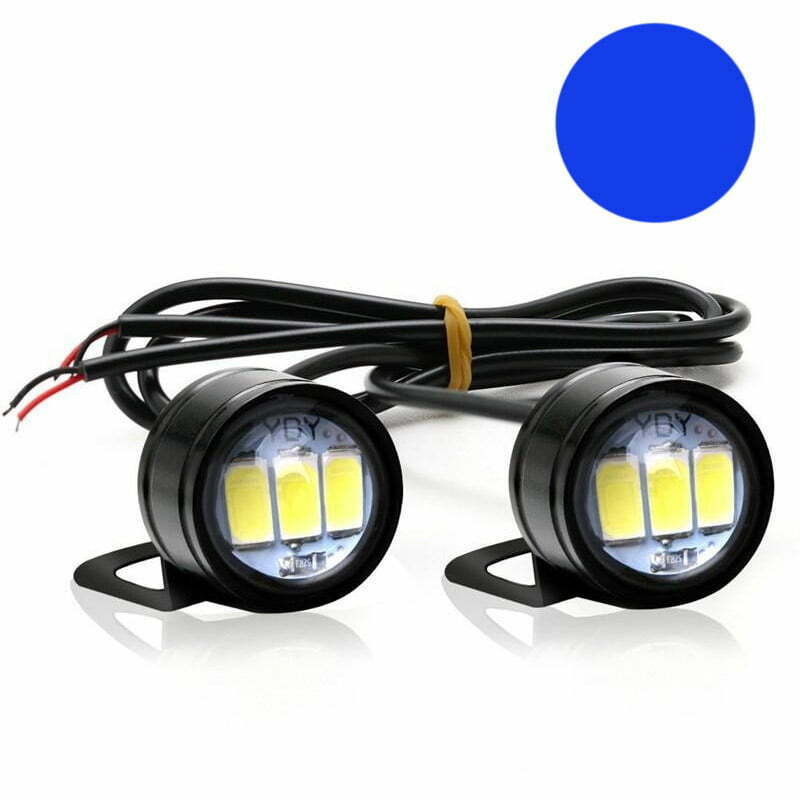 2x LED Auto/Moto set with metal bracket and wire, 23mm diameter, 9W, Blue