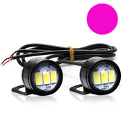 Set of 2x LED Car/Motorcycle Lights with Metal Bracket and Wire, 23mm Diameter, 9W, Purple