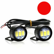 Set of 2x LED Auto/Moto with metal bracket and wire, 23mm Diameter, 9W, Red