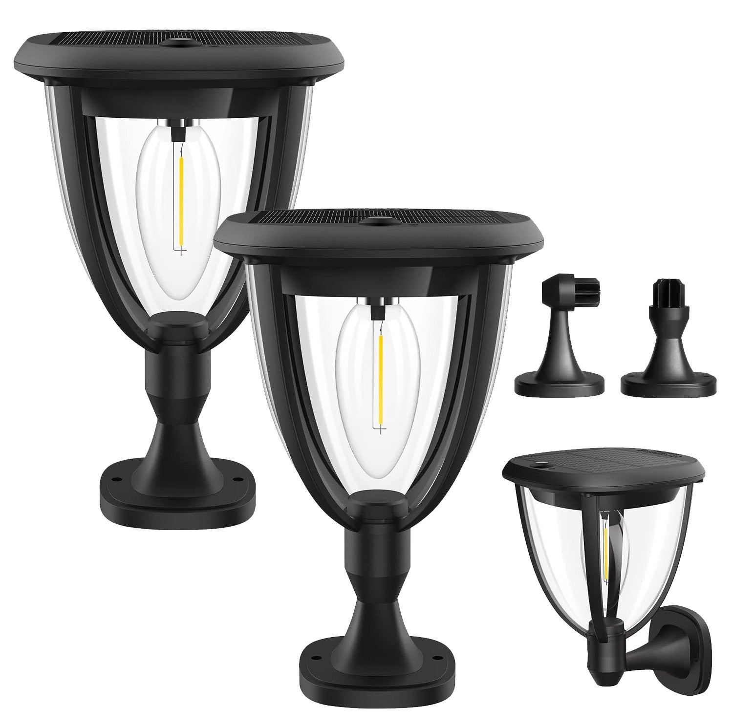 Set of 2 ClassLights 3-in-1 LED Solar Wall Lights with 3 Mounting Accessories, Ideal for Paths, Walls, and Fences