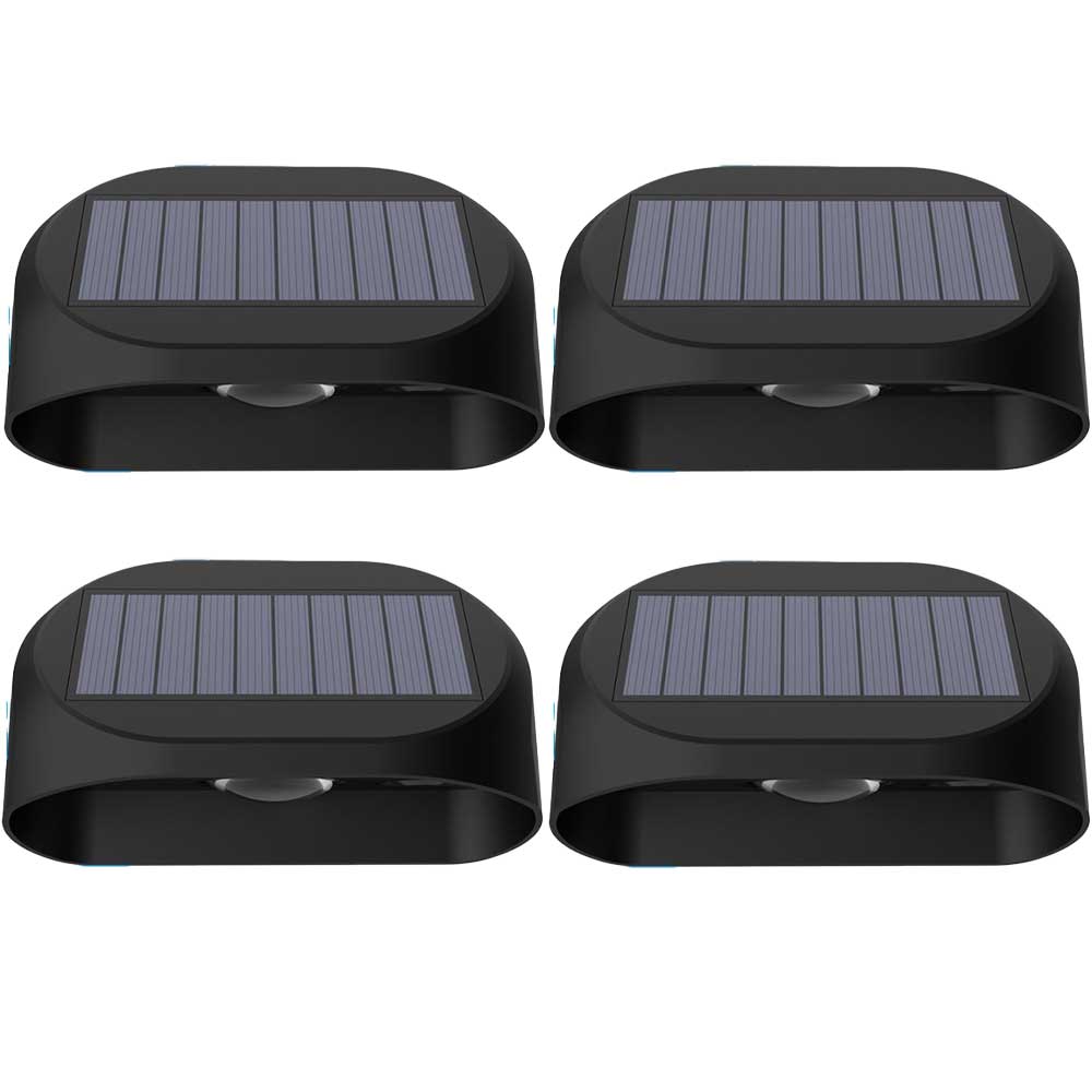 Set of 4 Outdoor Solar Wall Lights, RGBW Multicolored Light, Classlights