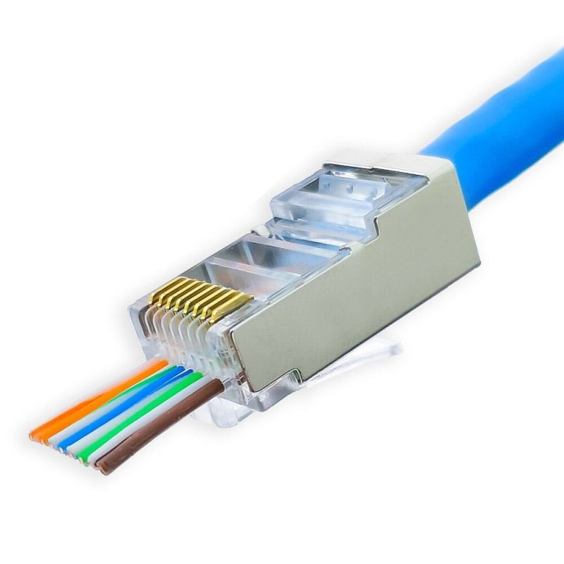 FTP-UTP RJ45 Metal Cat6E Connector Set, Box of 100 pcs