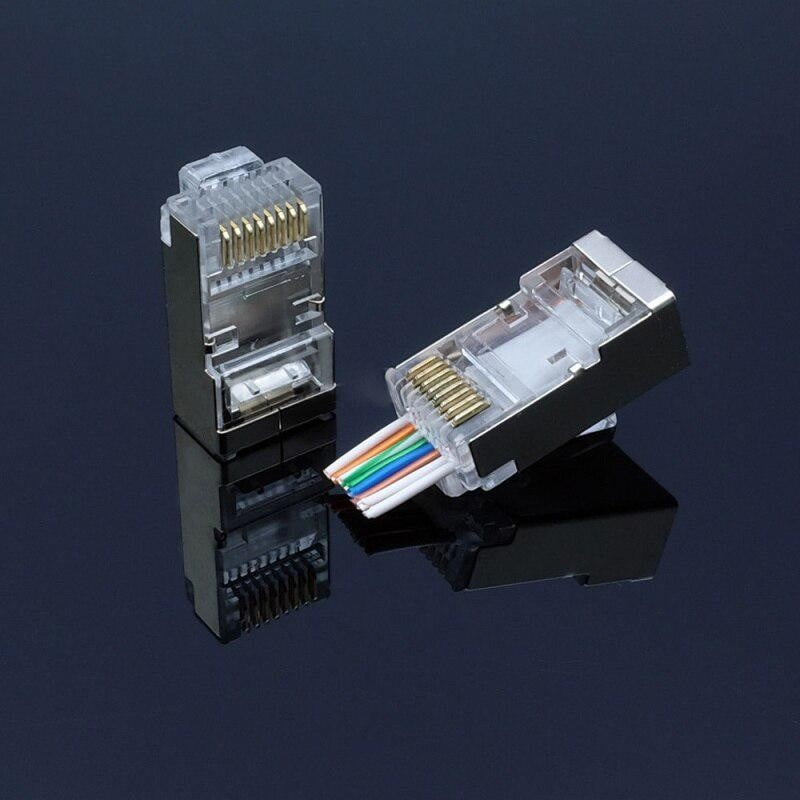 FTP-UTP RJ45 Metal Cat6E Connector Set, Box of 100 pcs