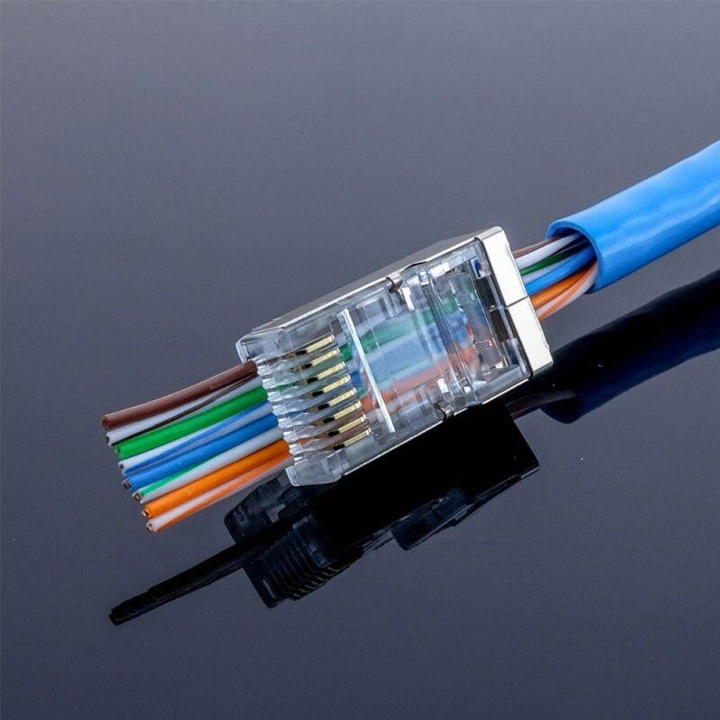 FTP-UTP RJ45 Metal Cat6E Connector Set, Box of 100 pcs