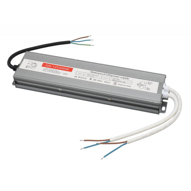 Slim Power Supply, Outdoor, 12V, 500W, 41.6A, IP67