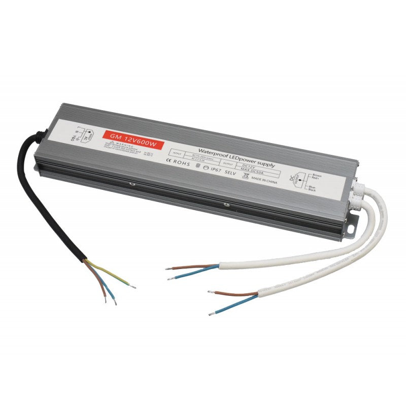 Slim Power Supply, Outdoor, 12V, 600W, 50A, IP67