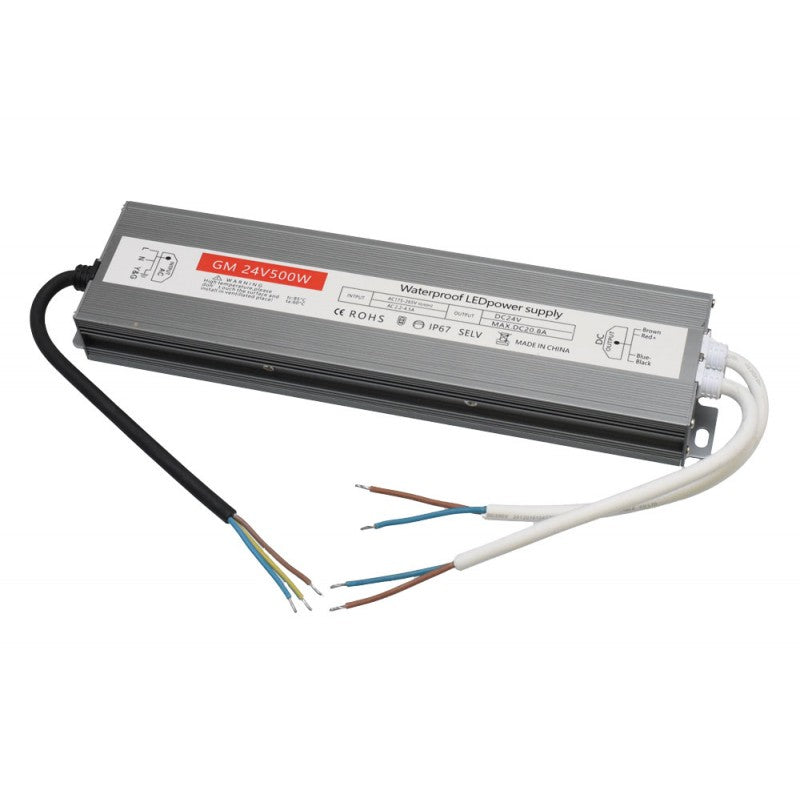 Slim Power Supply, Outdoor, 24V, 500W, 20.8A, IP67