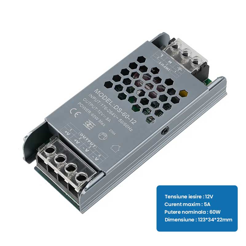 Premium Power Supply, 12V, 5A, 60W Power, ElectroAZ