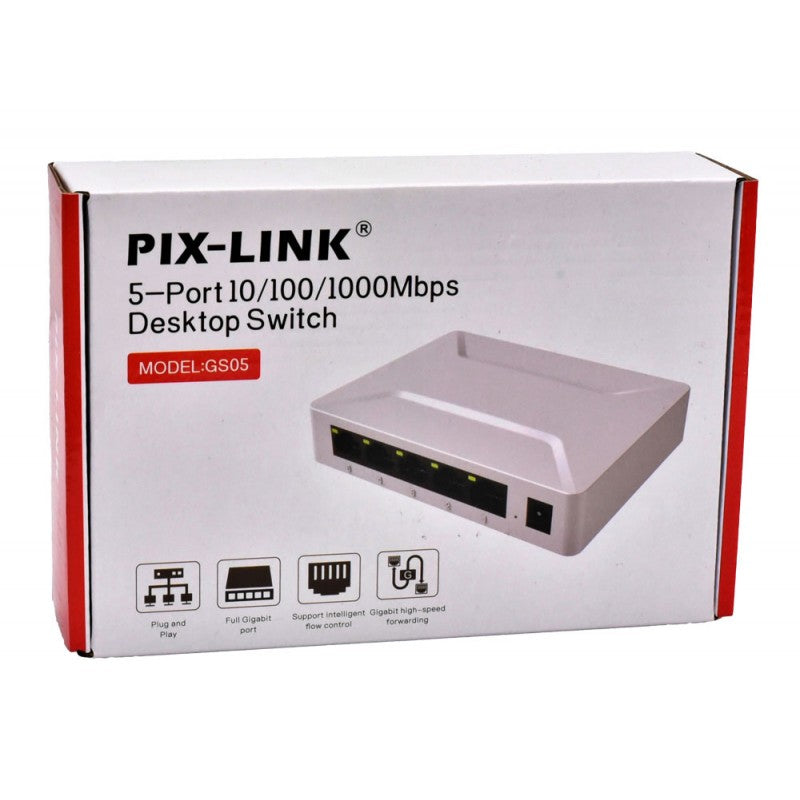 5-Port Gigabit 10/100/1000Mbps Switch Pix-Link GS05