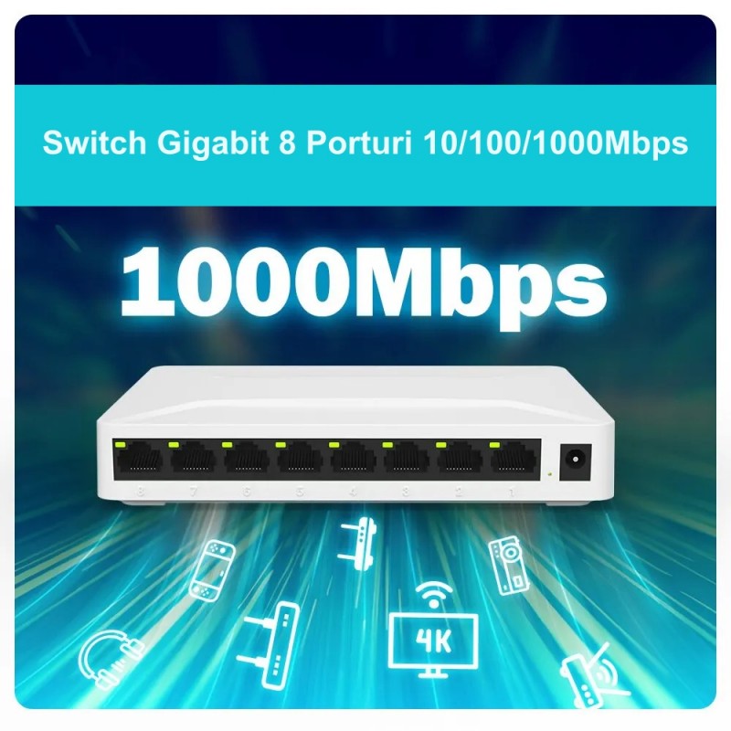 8-Port Gigabit Switch 10/100/1000Mbps Pix-Link GS08