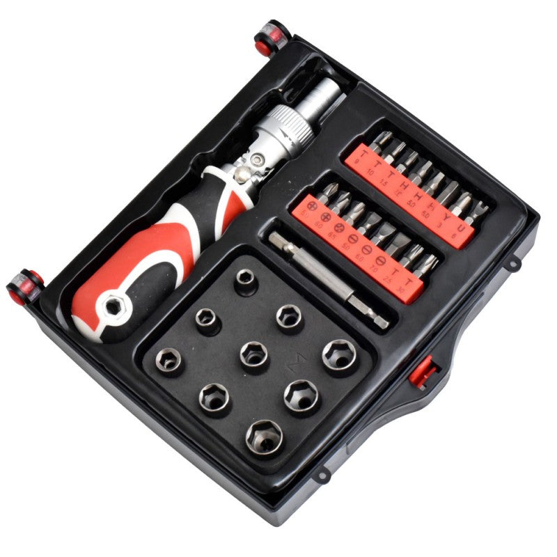27-Piece Socket Wrench Set with Ratchet, Sockets, and Bits, 6095-27