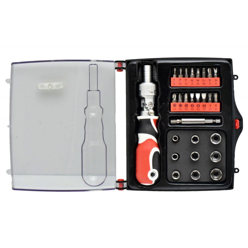 27-Piece Socket Wrench Set with Ratchet, Sockets, and Bits, 6095-27