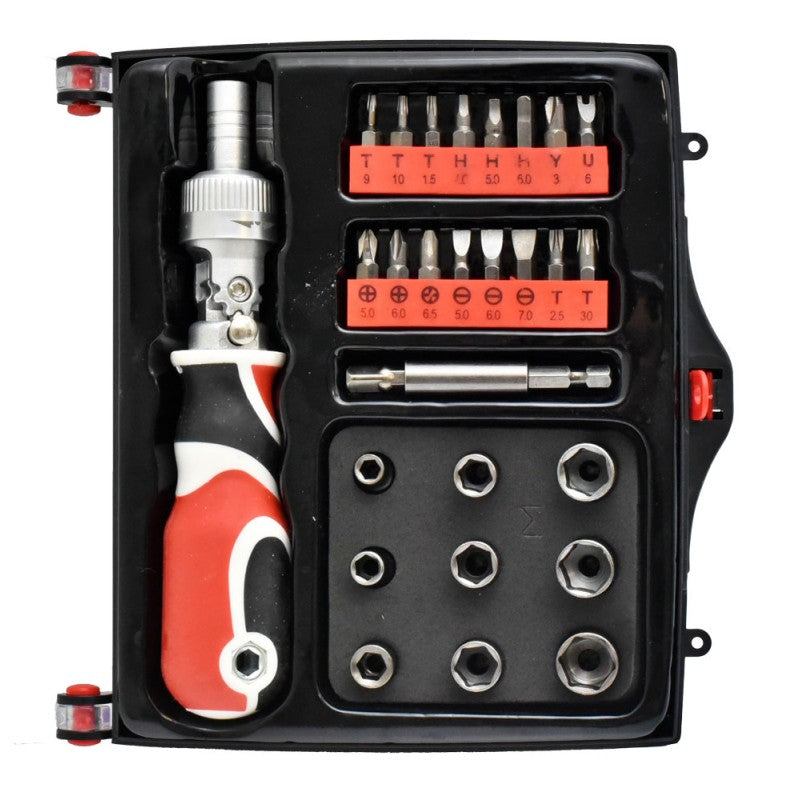 27-Piece Socket Wrench Set with Ratchet, Sockets, and Bits, 6095-27