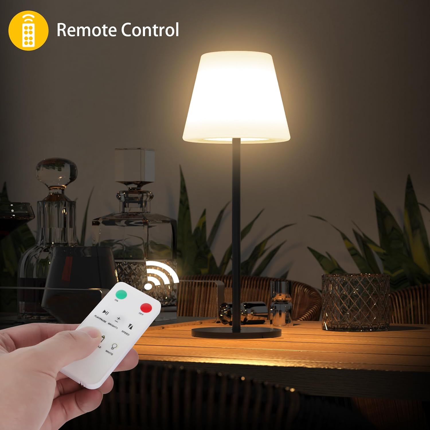 Table Lamp, Solar and USB-C Charging, RGBW Multicolor Light, Remote Control, ClassLights