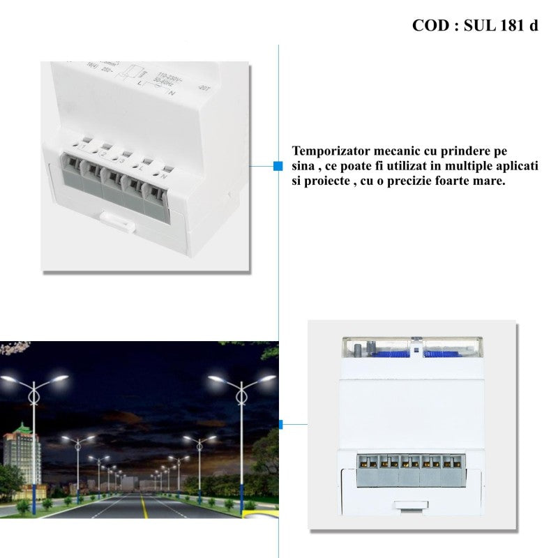 Mechanical Panel Timer, Programmer Clock, DIN Rail Mount, SUL-181-D