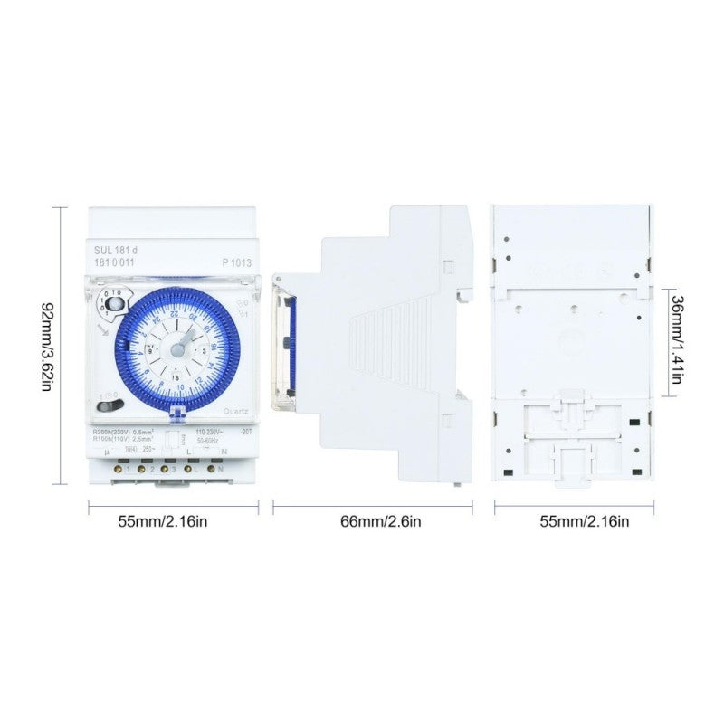 Mechanical Panel Timer, Programmer Clock, DIN Rail Mount, SUL-181-D