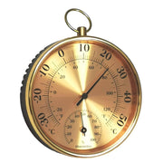 Round Thermometer with Hygrometer, Gold