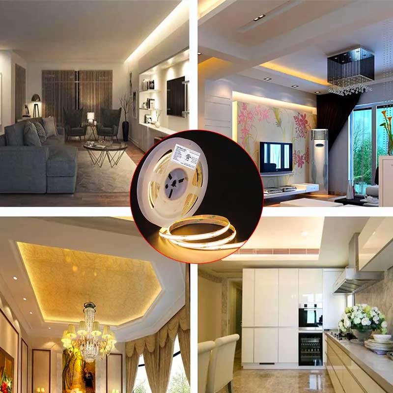 LED COB Strip, 528LED/m, Warm White Light, Indoor IP20, 5-meter Roll, ElectroAZ