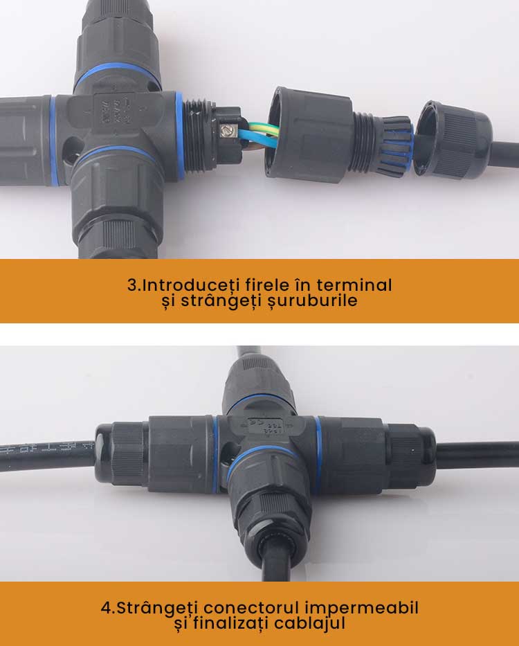 IP68 Waterproof Electrical Connector for 4 Cables - 2-pin, ElectroAZ
