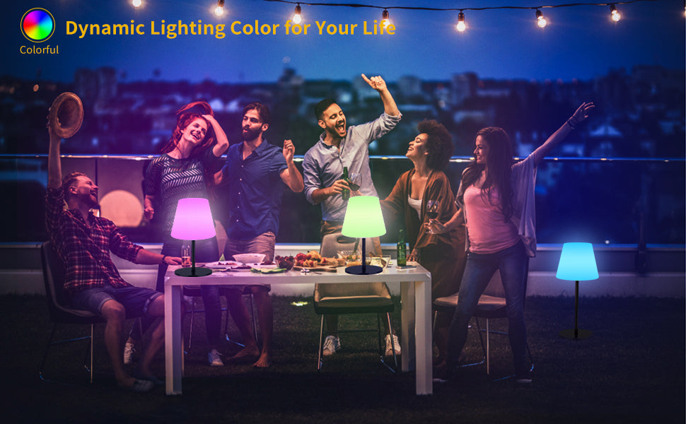 Table Lamp, Solar and USB-C Charging, RGBW Multicolor Light, Remote Control, ClassLights