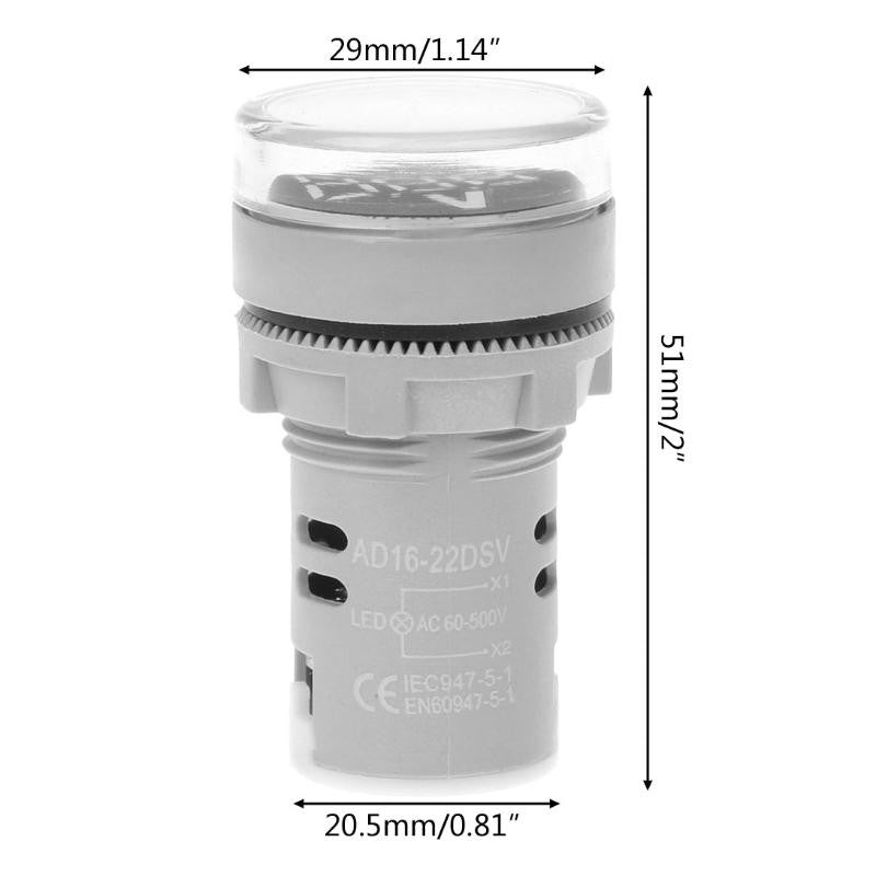 Digital Voltmeter Indicator, 250V/AC, 20-500V, IP65 Protection, Orange