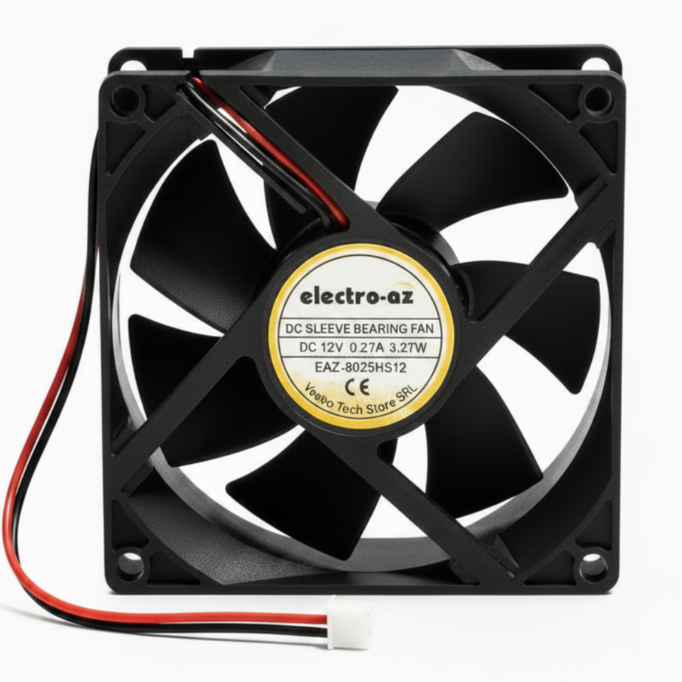 12V DC Cooler Fan, 80x80x25 mm, 3.27W, ABS