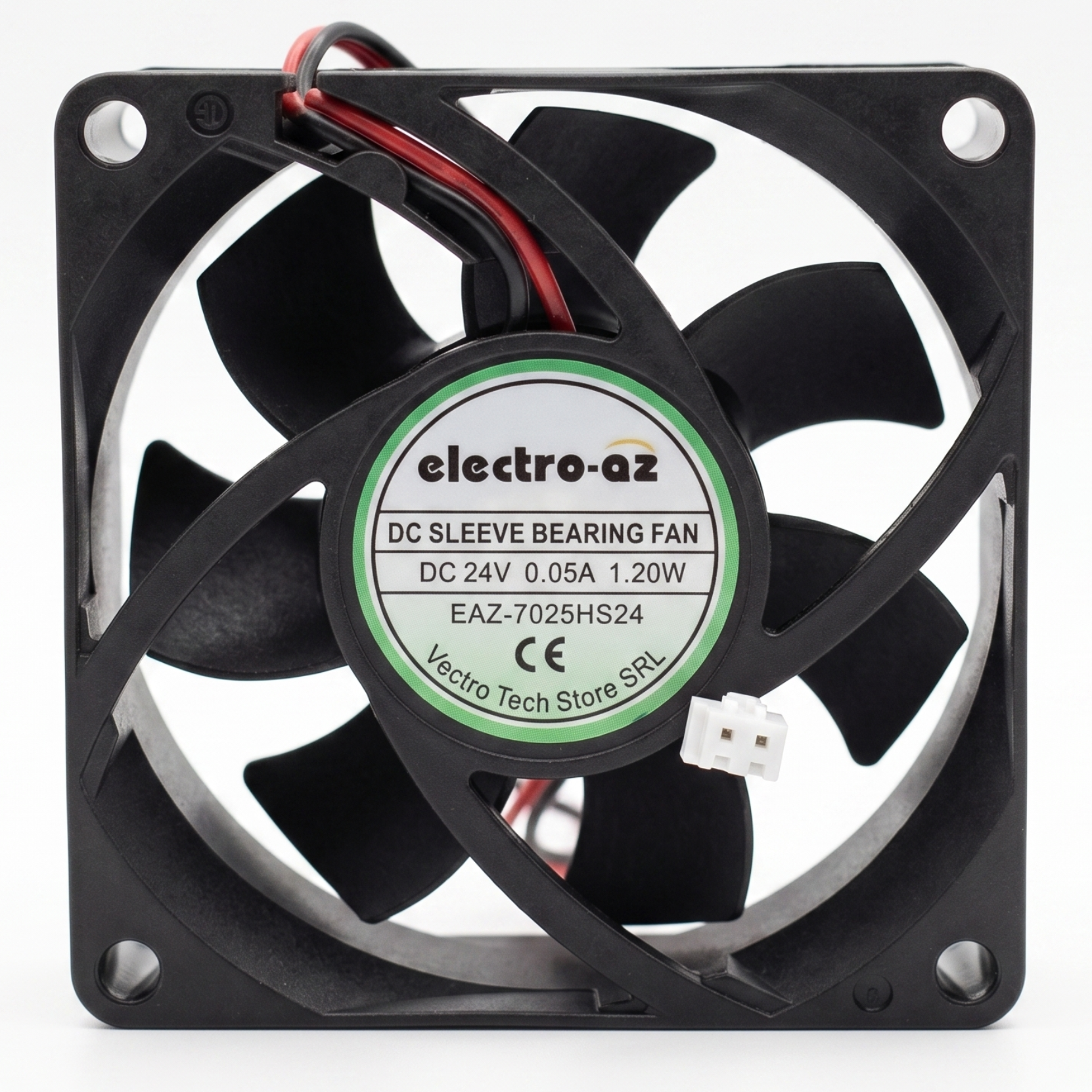 DC 24V Fan, Cooler Type, 70x70x25 mm, 1.2W, ABS