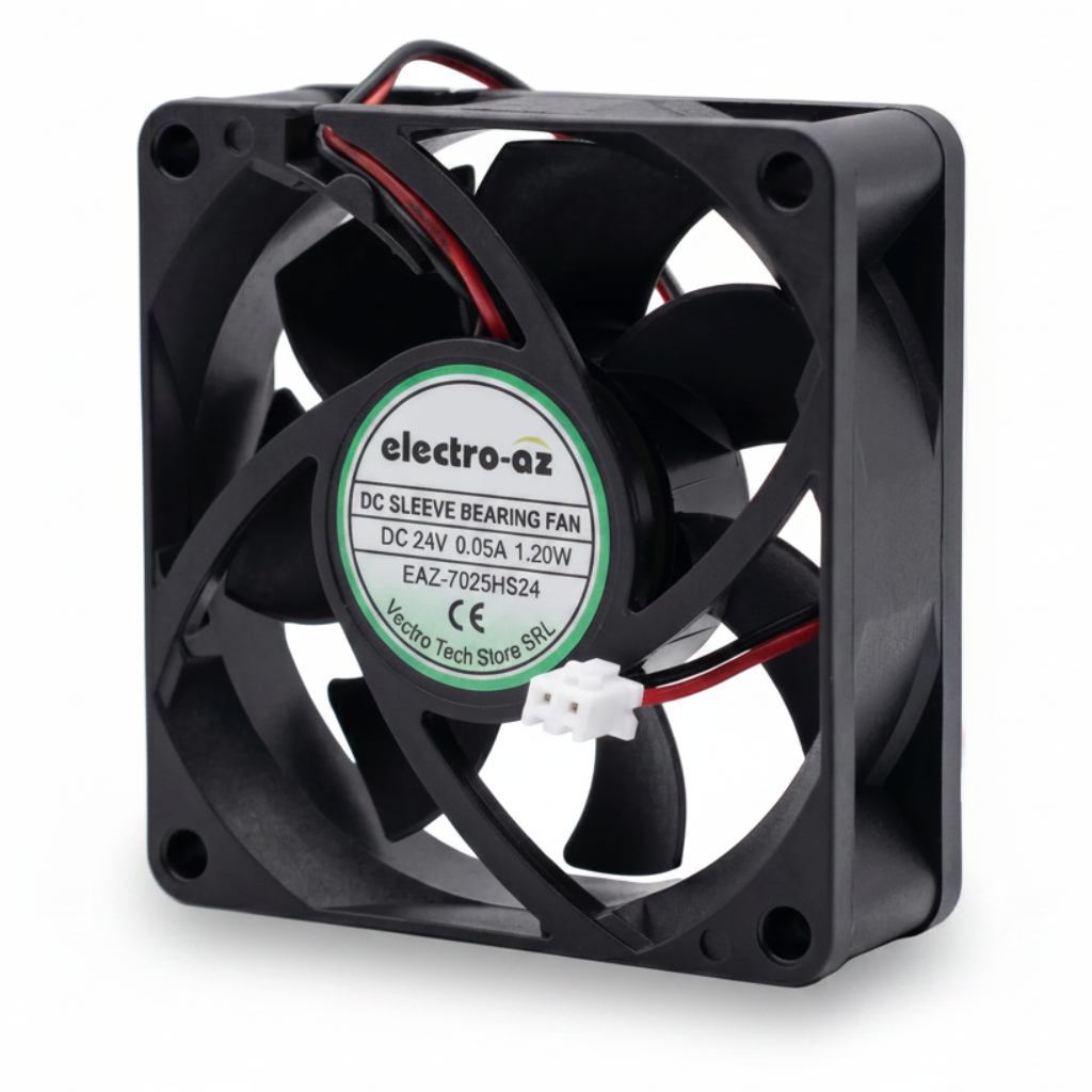 DC 24V Fan, Cooler Type, 70x70x25 mm, 1.2W, ABS