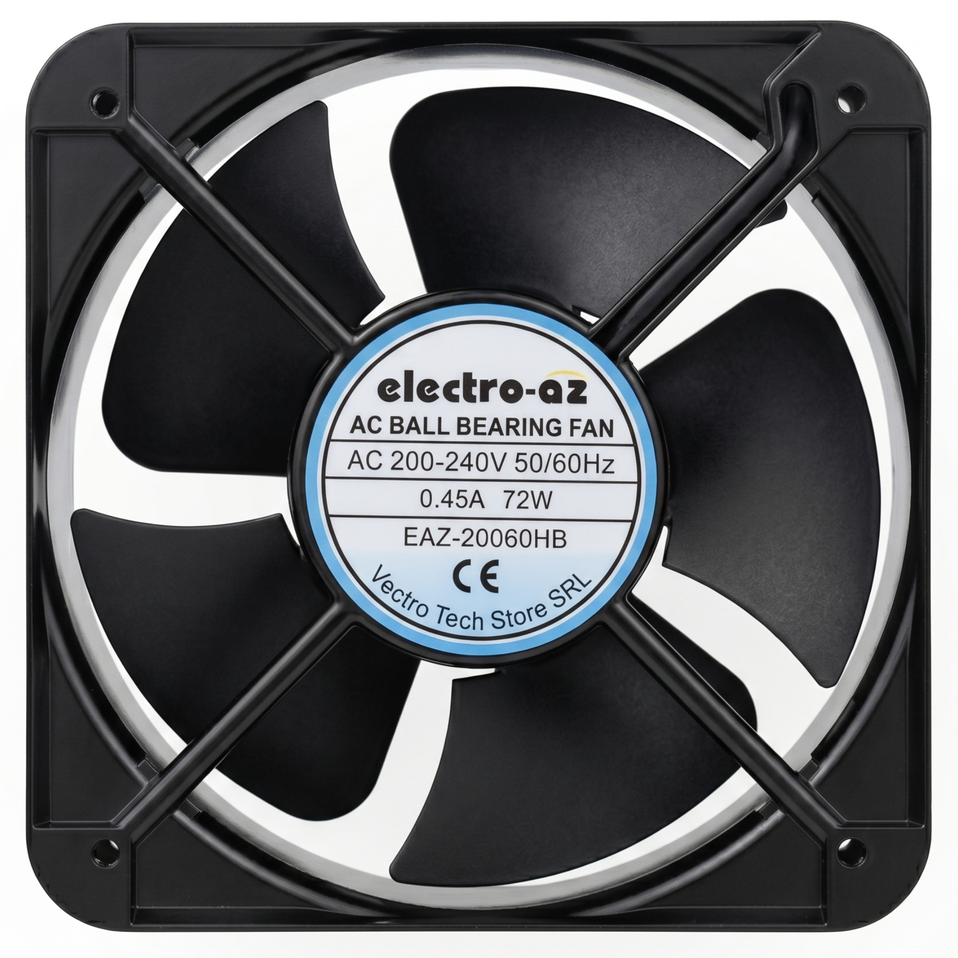 Metal Fan with Bearings, 200x200x60 mm, AC 220V, 72W