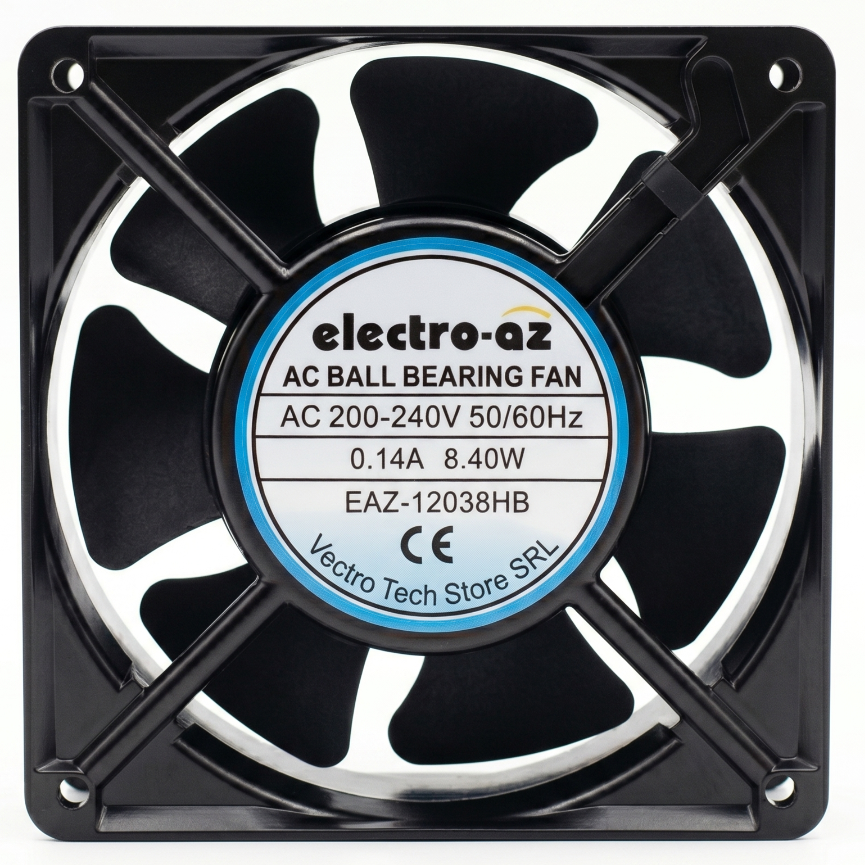 Metal Fan with Bearings, 120x120x38 mm, AC 220V, 8.4W